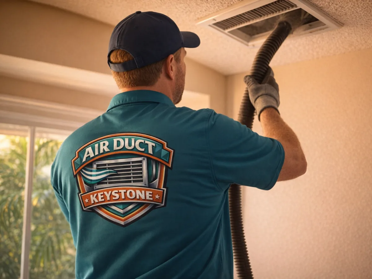 air duct cleaning technician on the job in Tampa, FL